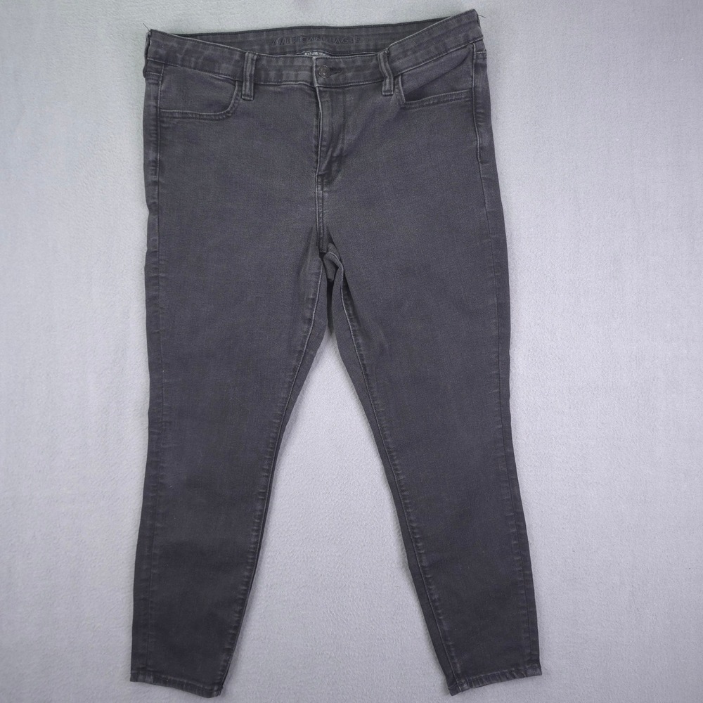 American Eagle Jeggings Next Level Stretch Black Gray 16 Short Denim Jeans